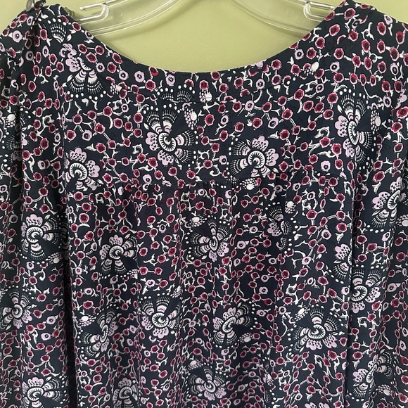 LOFT Womens Top Sz Blouse Purple‎ Floral Long Sleeve Boho Peasant Cottagecore - Picture 3 of 9
